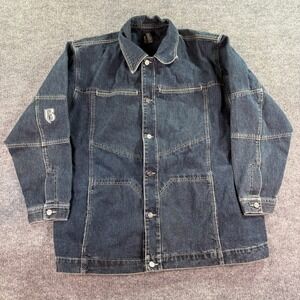 Vintage Ruff Ryders Denim Jacket Mens 3XL Dark Wash Blue Hip Hop Baggy Button Up